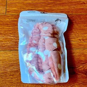 Pink polkadot cloth headband